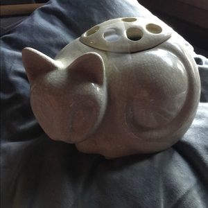 Vintage Tiffany 1978 Cat Flower Frog. Potpourri holder, Flowers, etc